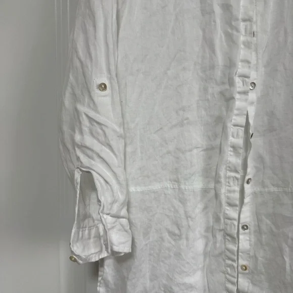 Tahari White Linen Shirt Button Down Top Womens S - Picture 3 of 8